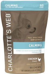 Charlotte's Web Chicken Flavored Chew Calming Full Spectrum Hemp Extract Health Supplement for Dogs, 60 count