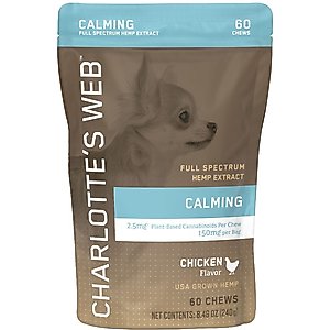 Charlotte's Web Chicken Flavored Chew Calming Full Spectrum Hemp Extract Health Supplement for Dogs, 60 count