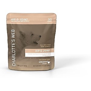 Charlotte's Web Chicken Flavored Chew Hip & Joint Full Spectrum Hemp Extract Health Supplement for Dogs, 30 count