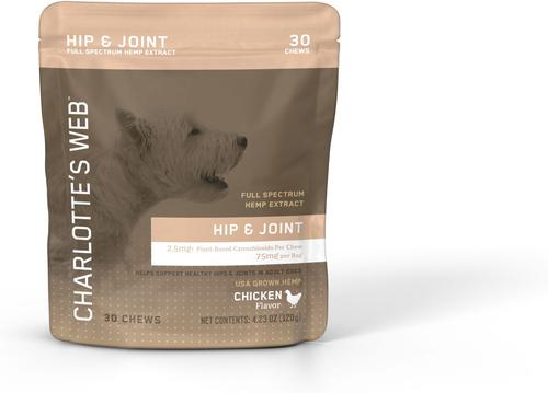 Show full view: Charlotte's Web Chicken Flavored Chew Hip & Joint Full Spectrum Hemp Extract Health Supplement for Dogs, 30 count slide 1 of 4