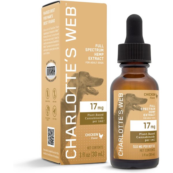 Charlotte's Web Full Spectrum Hemp Extract Unflavored Liquid Calming Supplement for Dogs