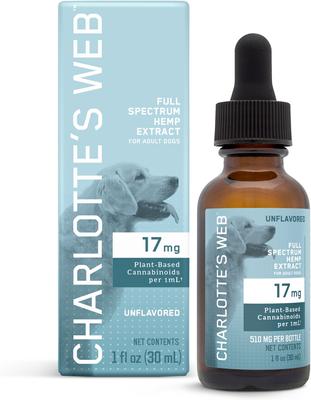Show full view: Charlotte's Web Full Spectrum Hemp Extract Unflavored Liquid Calming Supplement for Dogs, 30-ml bottle slide 1 of 8