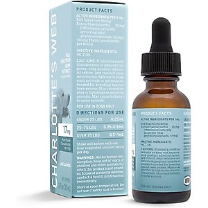 Charlotte's Web Full Spectrum Hemp Extract Unflavored Liquid Calming Supplement for Dogs, 30-ml bottle