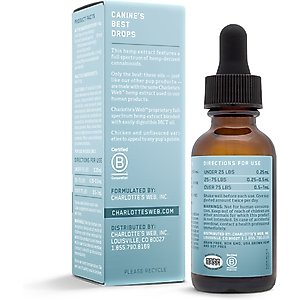 Charlotte's Web Full Spectrum Hemp Extract Unflavored Liquid Calming Supplement for Dogs, 30-ml bottle