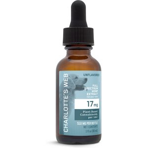 Charlotte's Web Full Spectrum Hemp Extract Unflavored Liquid Calming Supplement for Dogs, 30-ml bottle