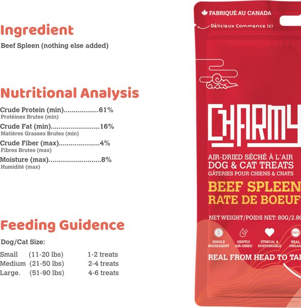Charmy Beef Spleen Air-Dried Dog & Cat Treats, 2.80-oz bag