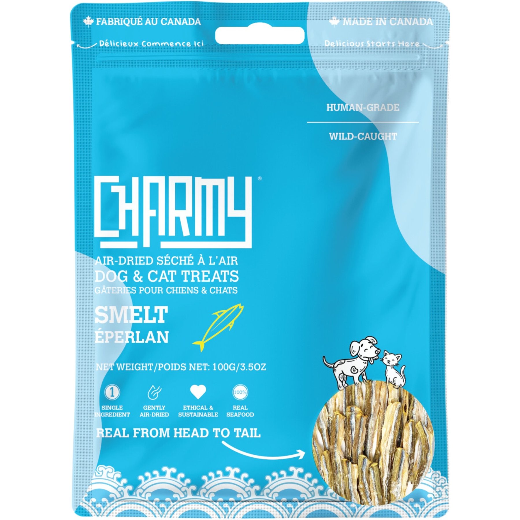 Charmy Smelt Air-Dried Dog & Cat Treats, 2.9-oz bag