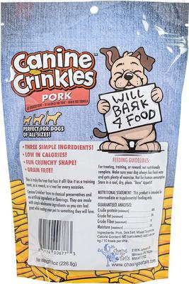 Show full view: Chasing Our Tails Canine Crinkles Pork Dehydrated Dog Treats, 8-oz bag slide 3 of 3