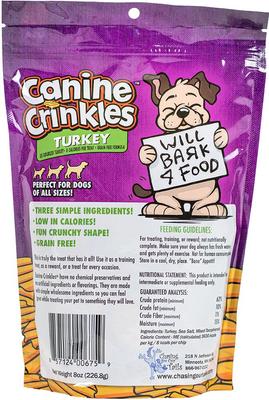 Show full view: Chasing Our Tails Canine Crinkles Turkey Dehydrated Dog Treats, 8-oz bag slide 3 of 3