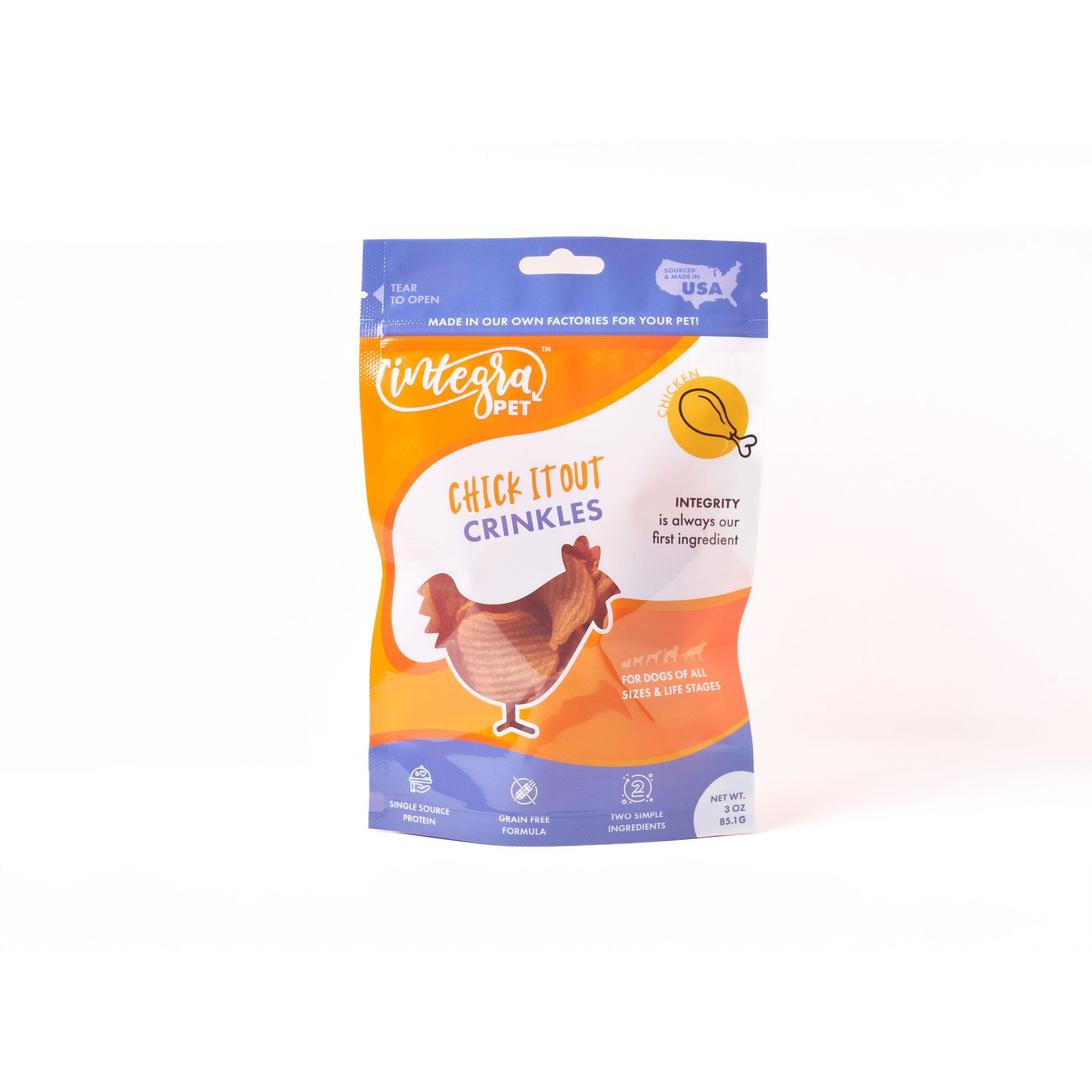 Chasing Our Tails Integra Pet Chick It Out Crinkles Grain-Free Dog Treats, 3-oz bag
