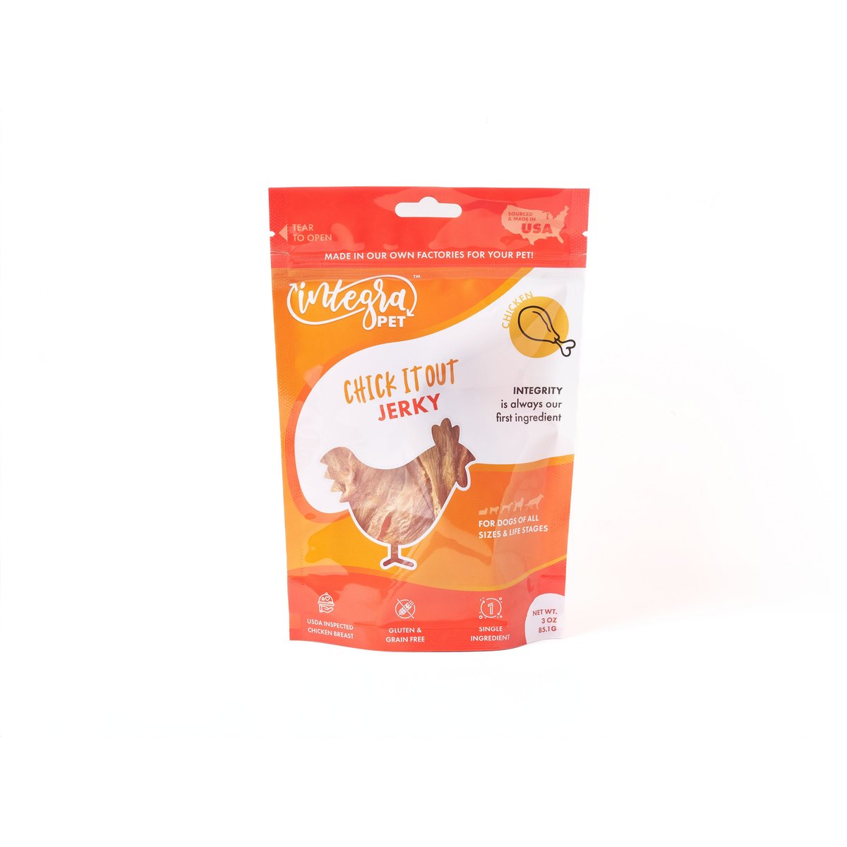 Chasing Our Tails Integra Pet Chick It Out Jerky Grain-Free Dog Treats, 3-oz bag