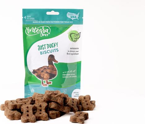 Show full view: Chasing Our Tails Integra Pet Just Ducky Biscuits Grain-Free Dog Treats, 8-oz bag slide 4 of 6