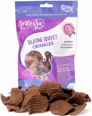 Show full view: Chasing Our Tails Integra Pet Talking Turkey Crinkles Grain-Free Dog Treats, 3-oz bag slide 4 of 6
