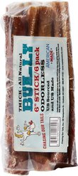 Chasing Our Tails Odorless Thick 6'' Bully Sticks Dog Treats, 6 count