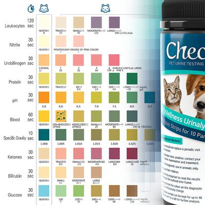 Show full view: CheckUp Pet Wellness Urinalysis Testing Kit Urine Testing for Dogs & Cats, 50 strips slide 4 of 6