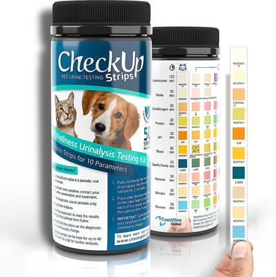Show full view: CheckUp Pet Wellness Urinalysis Testing Kit Urine Testing for Dogs & Cats, 50 strips slide 5 of 6