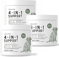Chew + Heal 4-In-1 Support Multivitamin Dog Supplement, 180 count