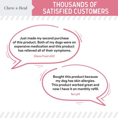 Show full view: Chew + Heal Allergy Aid Soft Chew Allergy Supplement for Dogs, 180 count slide 6 of 9