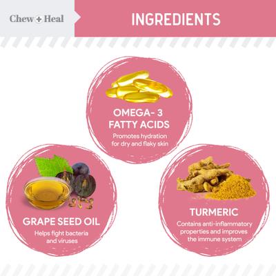 Show full view: Chew + Heal Allergy Aid Soft Chew Allergy Supplement for Dogs, 180 count slide 3 of 9