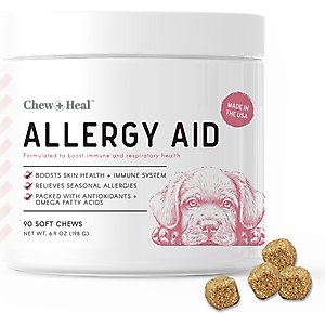 Chew + Heal Allergy Aid Soft Chew Allergy Supplement for Dogs, 90 count