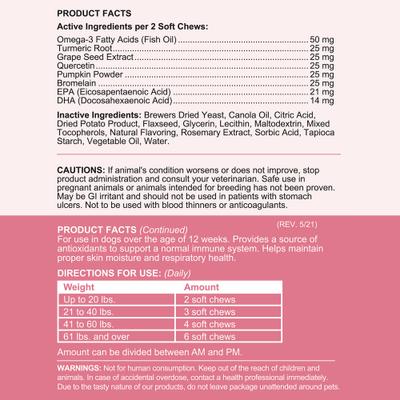 Show full view: Chew + Heal Allergy Aid Soft Chew Allergy Supplement for Dogs, 90 count slide 9 of 10