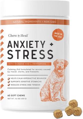 Show full view: Chew + Heal Anxiety & Stress, 60 count + Omega Skin + Coat Dog Supplement, 180 count slide 2 of 9