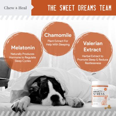 Show full view: Chew + Heal Anxiety & Stress, 60 count + Omega Skin + Coat Dog Supplement, 180 count slide 4 of 9