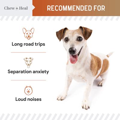 Show full view: Chew + Heal Anxiety + Stress Classic Chicken & Peanut Butter Flavored Soft Chews Supplement for Dogs, 120 Count slide 7 of 11