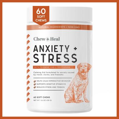 Show full view: Chew + Heal Anxiety & Stress Dog Supplement, 1-pack, 60 count slide 1 of 9