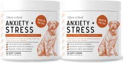 Chew + Heal Anxiety & Stress Dog Supplement, 2 pack, 60 count