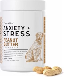 Chew + Heal Anxiety + Stress Peanut Butter Flavored Soft Chew Calming Dog Supplement, 60 count
