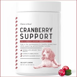 Chew + Heal Cranberry Support Urinary Tract Supplement for Dogs, 120 count