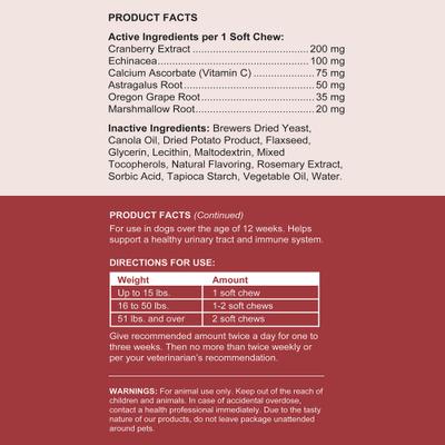 Show full view: Chew + Heal Cranberry Support Urinary Tract Supplement for Dogs, 120 count slide 9 of 10