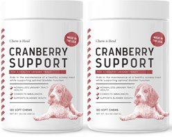 Chew + Heal Cranberry Support Urinary Tract Supplement for Dogs, 240 count