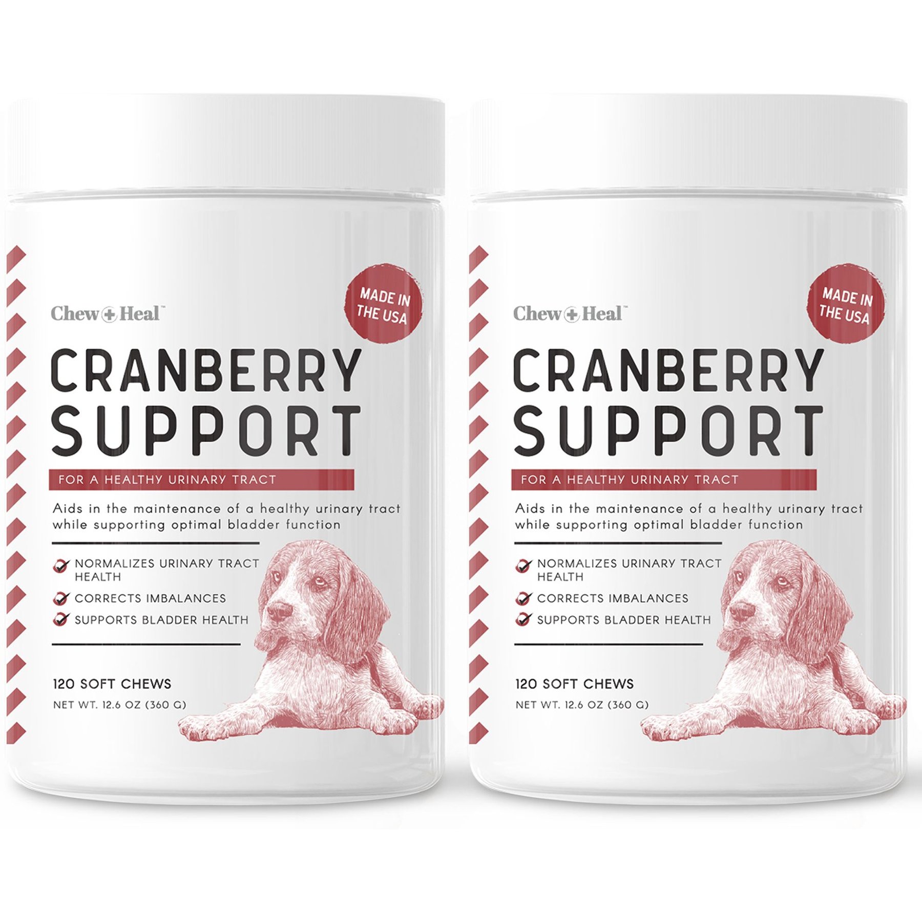Chew + Heal Cranberry Support Urinary Tract Supplement for Dogs, 240 count