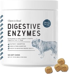 Chew + Heal Digestive Enzymes & Probiotics Supplement for Dogs, 120 count
