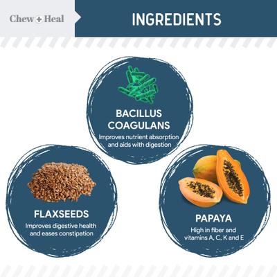 Show full view: Chew + Heal Digestive Enzymes & Probiotics Supplement for Dogs, 240 count slide 3 of 10