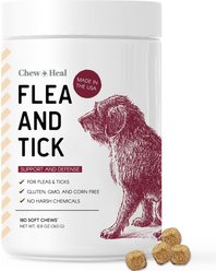 Chew + Heal Flea & Tick Support Soft Chew Supplement for Dogs, 180 count