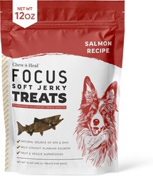 Chew + Heal Focus Wild Alaskan Salmon Limited Ingredient Soft Jerky Dog Treats, 12-oz bag