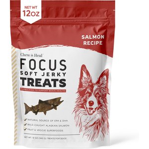 Chew + Heal Focus Wild Alaskan Salmon Limited Ingredient Soft Jerky Dog Treats, 12-oz bag