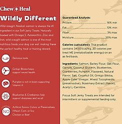 Chew + Heal Focus Wild Alaskan Salmon Limited Ingredient Soft Jerky Dog Treats, 12-oz bag slide 2 of 7