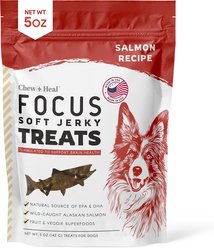 Chew + Heal Focus Wild Alaskan Salmon Limited Ingredient Soft Jerky Dog Treats, 5-oz bag