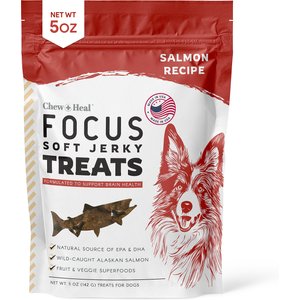 Chew + Heal Focus Wild Alaskan Salmon Limited Ingredient Soft Jerky Dog Treats, 5-oz bag