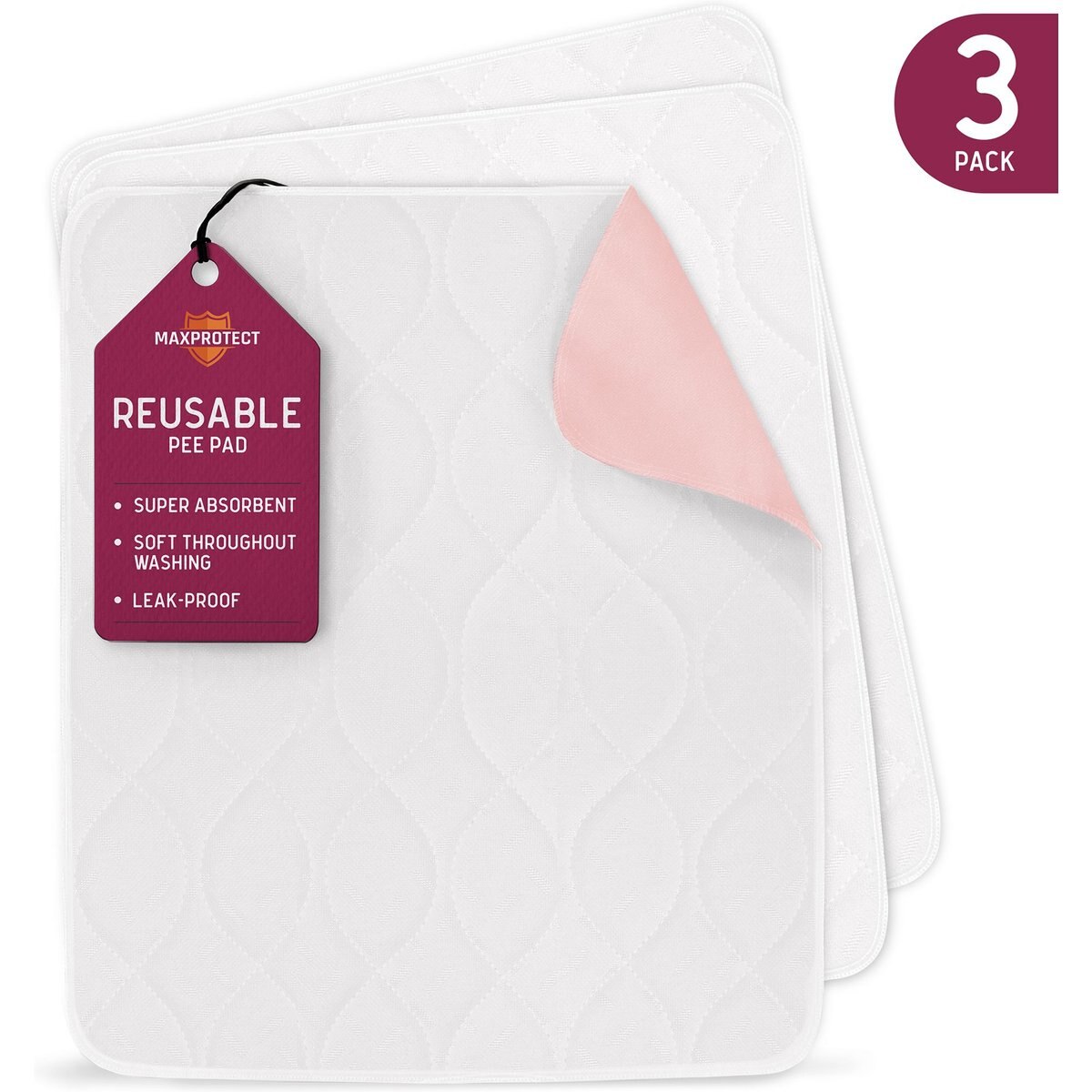 Chew + Heal Max Protect Softies Reusable Dog Pee Pads, 18 x 24-in, 3 count