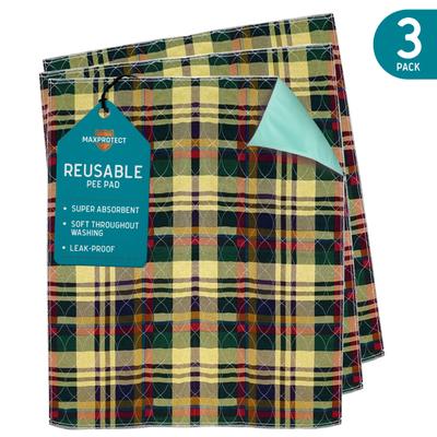 Show full view: Chew + Heal Max Protect Tartan Plaid Patterned Reusable Dog Pee Pads, 18-in, 3 count slide 1 of 8