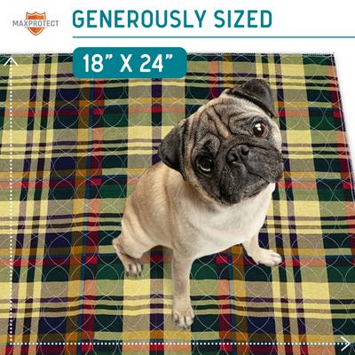 Show full view: Chew + Heal Max Protect Tartan Plaid Patterned Reusable Dog Pee Pads, 18-in, 3 count slide 7 of 8