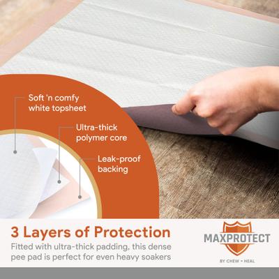 Show full view: Chew + Heal Max Protect Ultra Absorbent Dog Potty Pads, 30 x 36-in, 25 pack slide 2 of 8