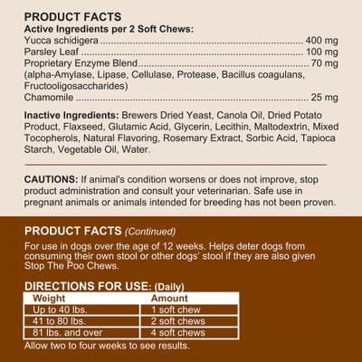 Show full view: Chew + Heal MaxProtect Coprophagia & Digestive Soft Chew Supplement for Dogs, 240 count slide 9 of 10