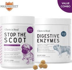 Chew + Heal MaxProtect Digestive & Scoot + Heal Bowel Health & Digestive Support Soft Chew Supplement for Dogs, 240 count