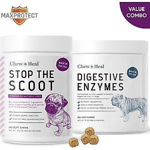 Chew + Heal MaxProtect Digestive & Scoot + Heal Bowel Health & Digestive Support Soft Chew Supplement for Dogs, 240 count